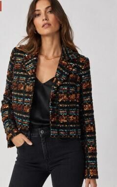 Smythe Multi Color Metallic Box Jacket Blazer Size 2